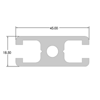 10-4518.5-7-500MM MODULAR SOLUTIONS EXTRUDED PROFILE<br>45MM X 18.5MM 2-SLOTS, CUT TO THE LENGTH OF 500 MM